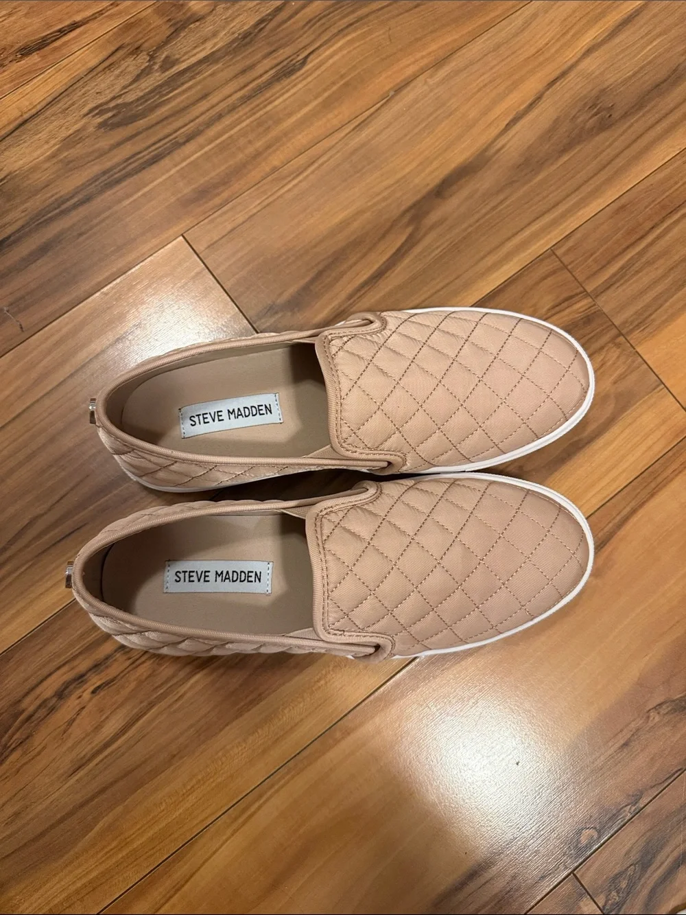 Steve Madden Quilted Slip-On Sneakers in Beige
